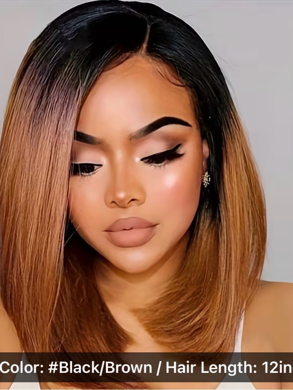 Sleek Black to Brown Ombre Bob Wig